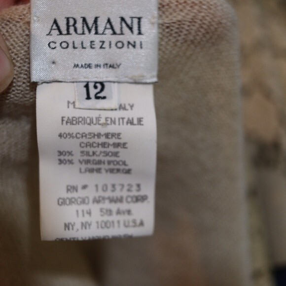 Armani Collezioni Vintage 90s Leather + Cashmere Cardigan Sweater Set – Designer - Picture 12 of 16
